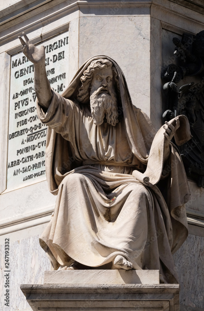Seer Ezekiel by Carlo Chelli on the Column of the Immaculate Conception on Piazza Mignanelli in Rome, Italy 