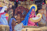 NIKOLAEV, UKRAINE - 23 December 2017: christmas nativity scene in the city park.