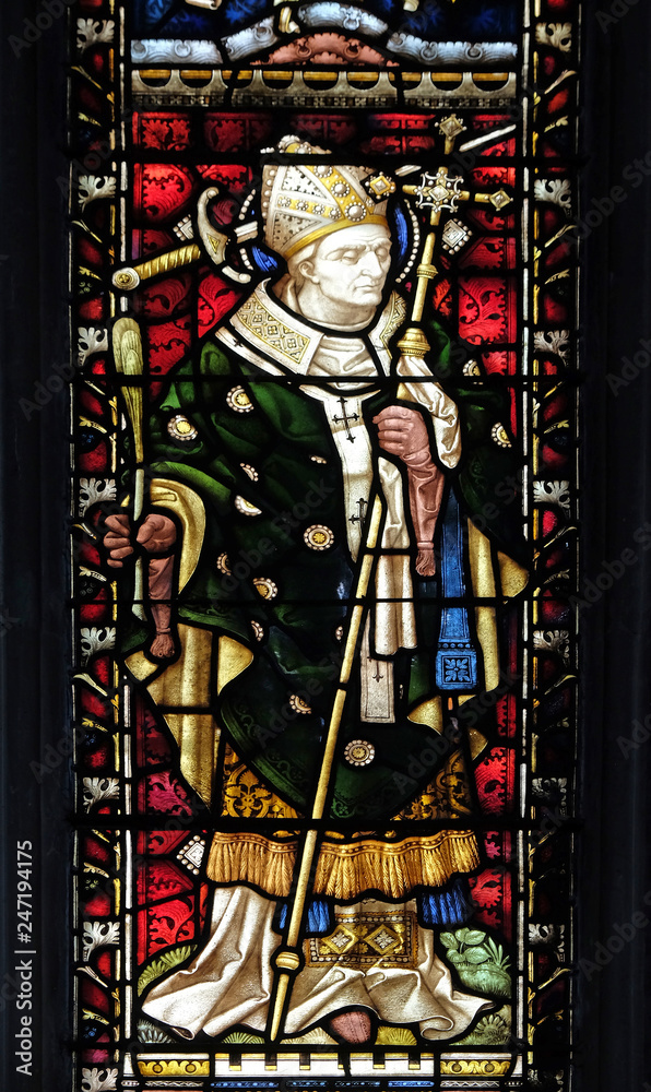 Saint Thomas Becket (from Canterbury) on the stained glass of All Saints' Anglican Church, Rome, Italy 