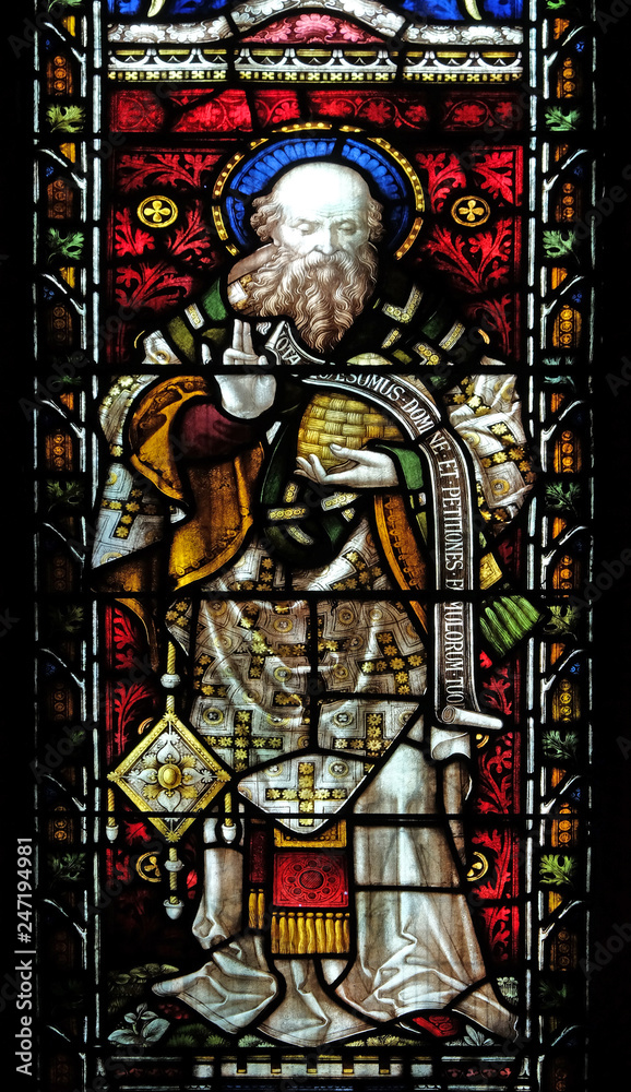 Saint John Chrysostom, stained glass of All Saints' Anglican Church, Rome, Italy 