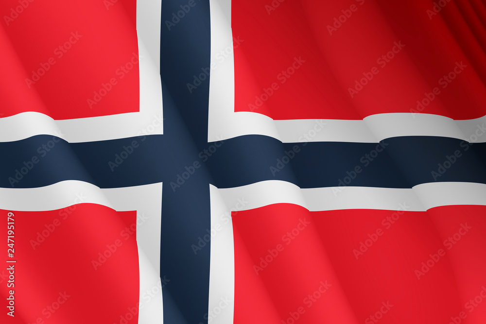 Fototapeta premium Illustration of a flying Norwegian flag