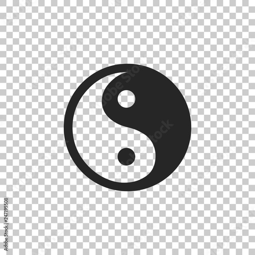 Yin Yang symbol of harmony and balance icon isolated on transparent background. Flat design. Vector Illustration