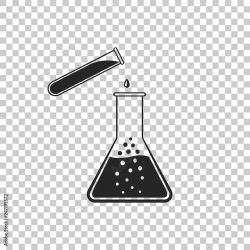 Test tube and flask - chemical laboratory test icon isolated on transparent background. Laboratory glassware sign. Flat design. Vector Illustration