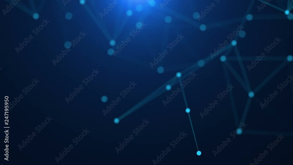 Blue network connected structure. Computer generated abstract digital seamless loop