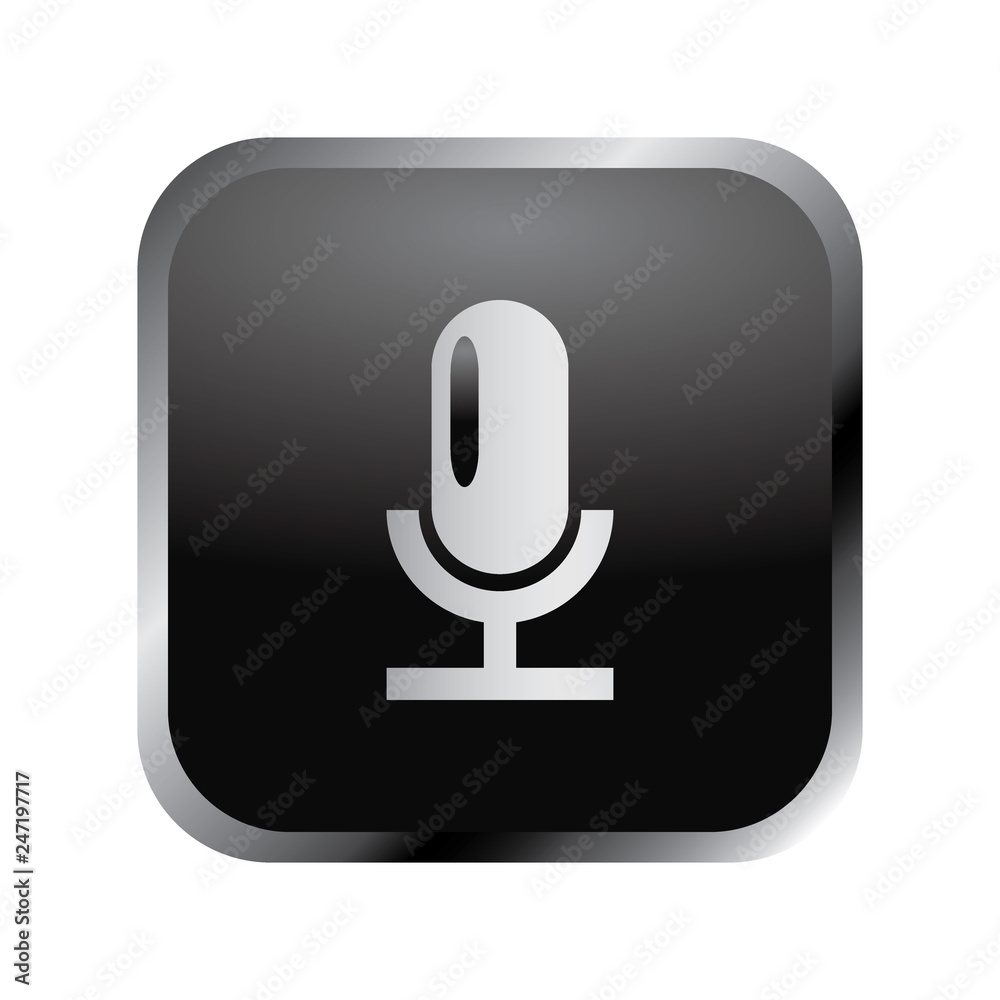 Communication icon: elegant silver audio microphone icon Communication icon: elegant silver audio microphone icon