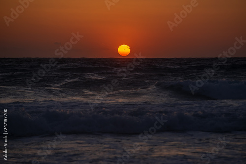 Fototapeta Naklejka Na Ścianę i Meble -  Sunset and sea on the beach Falasarne, Greece, Crete