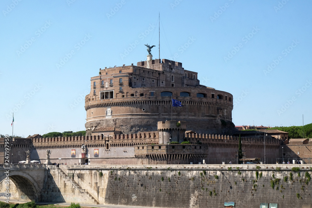 The Mausoleum of Hadrian, usually known as the Castel Sant'Angelo in Rome, Italy  