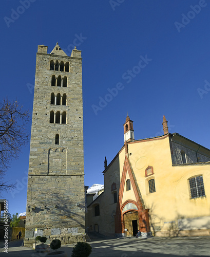 Aosta, Italy. Ensemble monumental Saint Orso Collegiate Church (XI-XV centuries). Aosta is the historic capital of the Aosta Valley, in the north of Italy