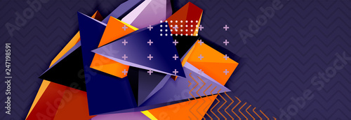 3d triangular shapes geometric background. Origami style pattern with triange shapes for decorative design. Poster design. Line design. Modern presentation template
