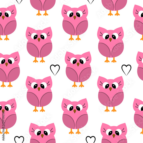 Vector seamless pattern with owls.