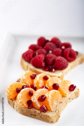 Fresh delicious homemade Sandwich with berry fruits