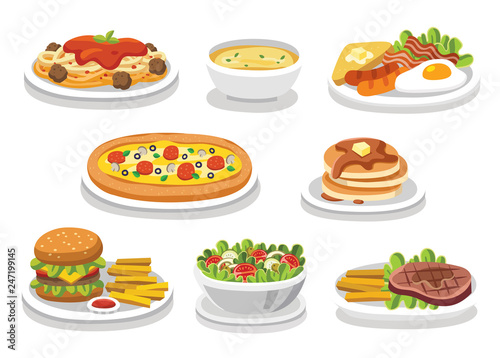 Set of traditional food. Let s eat something delicious tasty food. Icons for menu logos and labels.