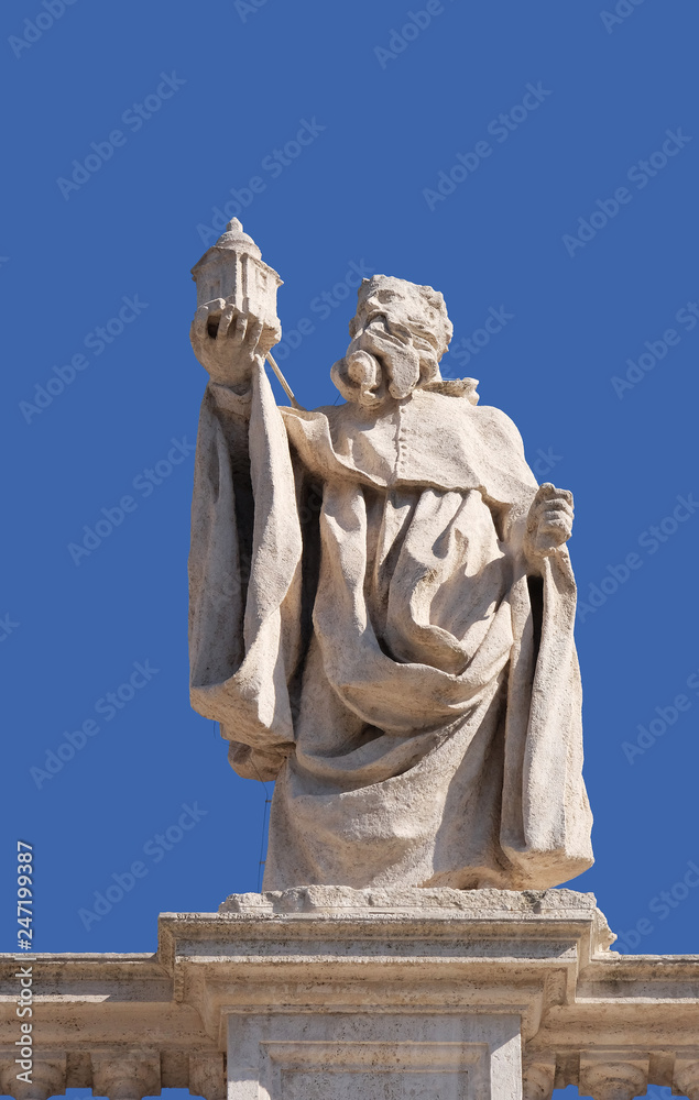 St. Romuald, fragment of colonnade of St. Peters Basilica. Papal Basilica of St. Peter in Vatican, Rome, Italy 