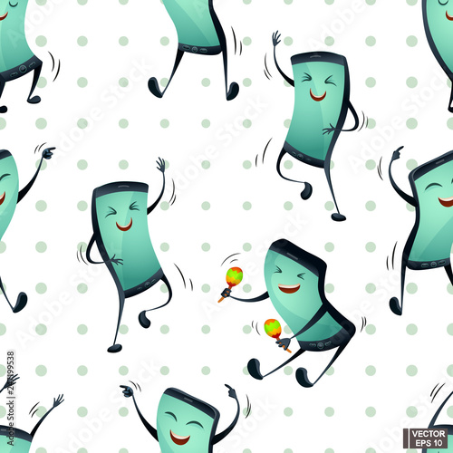 Seamless pattern with cartoon phones.