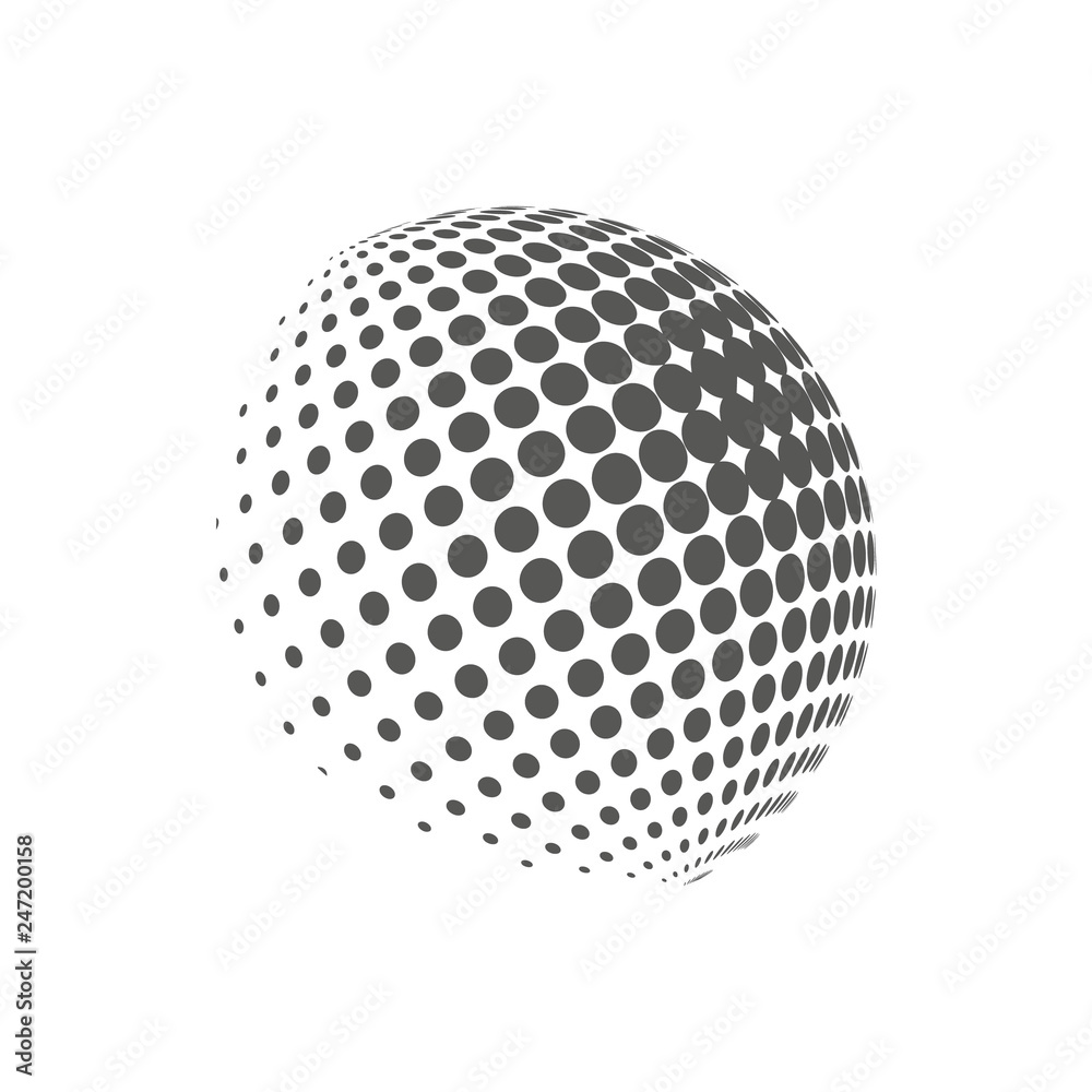 Earth logo - halftone sphere. Graphic elements for your design Earth logo - halftone sphere. Graphic elements for your design