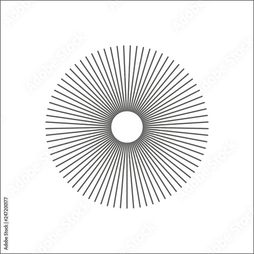 Radial lines abstract geometric element. Spokes, radiating stripes.