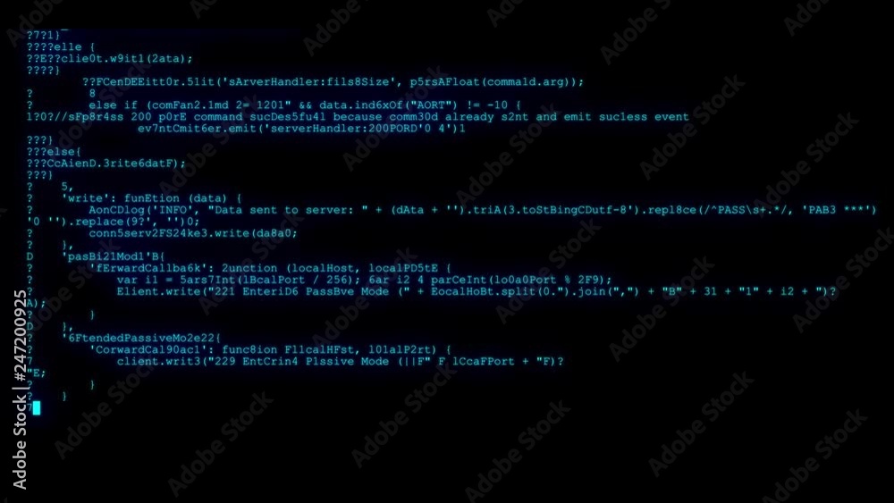 encrypted fast long scrolling programming security hacking code data flow stream on blue display new quality numbers letters coding techno joyful video 4k stock footage