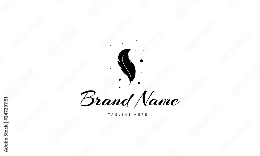 Vector logo on which is an abstract image of an elegant feather. Vector logo on which is an abstract image of an elegant feather.