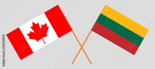 Lithuania and Canada. The Lithuanian and Canadian flags. Official colors. Correct proportion. Vector