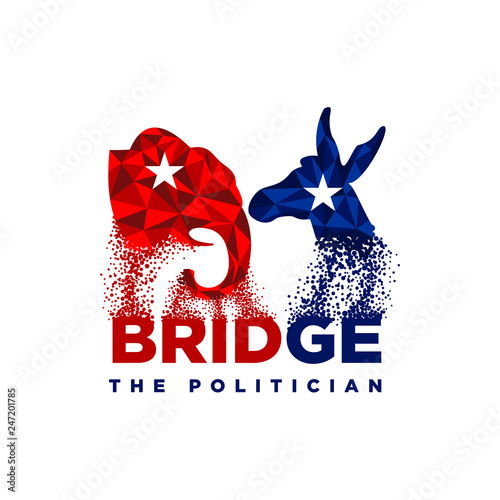 Political logo design inspiration, republican and democrat logo design, donkey logo design, elephant logo design isolated on white background