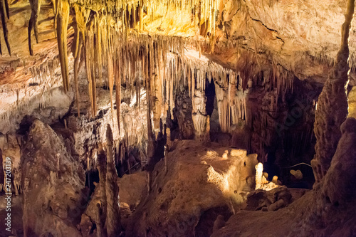 Famous cave Cuevas del Drach in Porto Christo Mallorca,.Dragon Caves. 