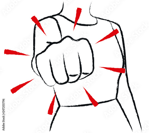 woman in dress showing fist illustration