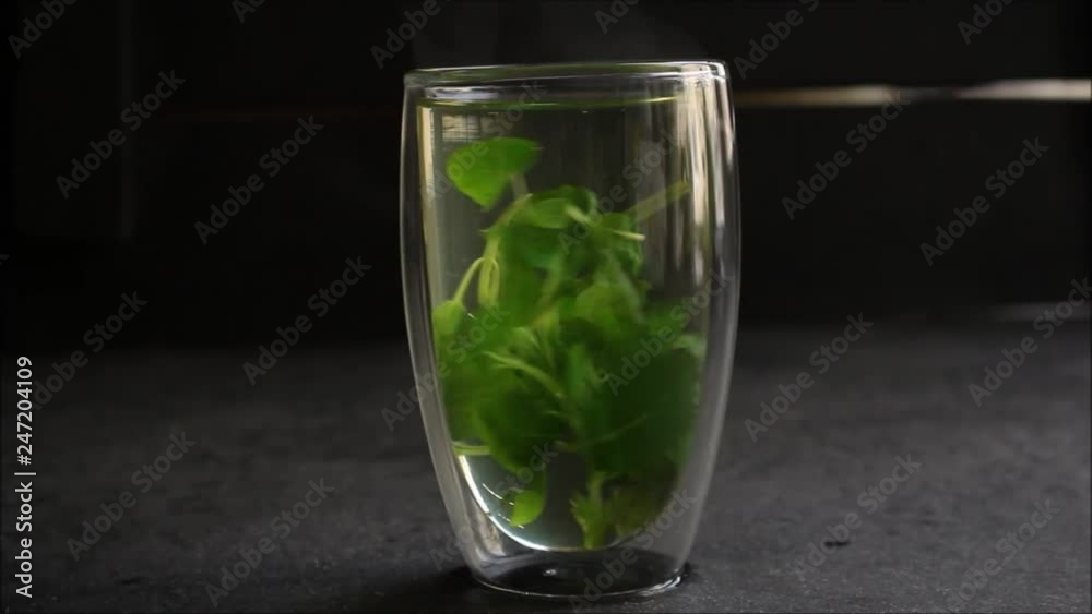 mint lemonade (process cooking mint tea). Top Food background mint lemonade (process cooking mint tea). Top Food background