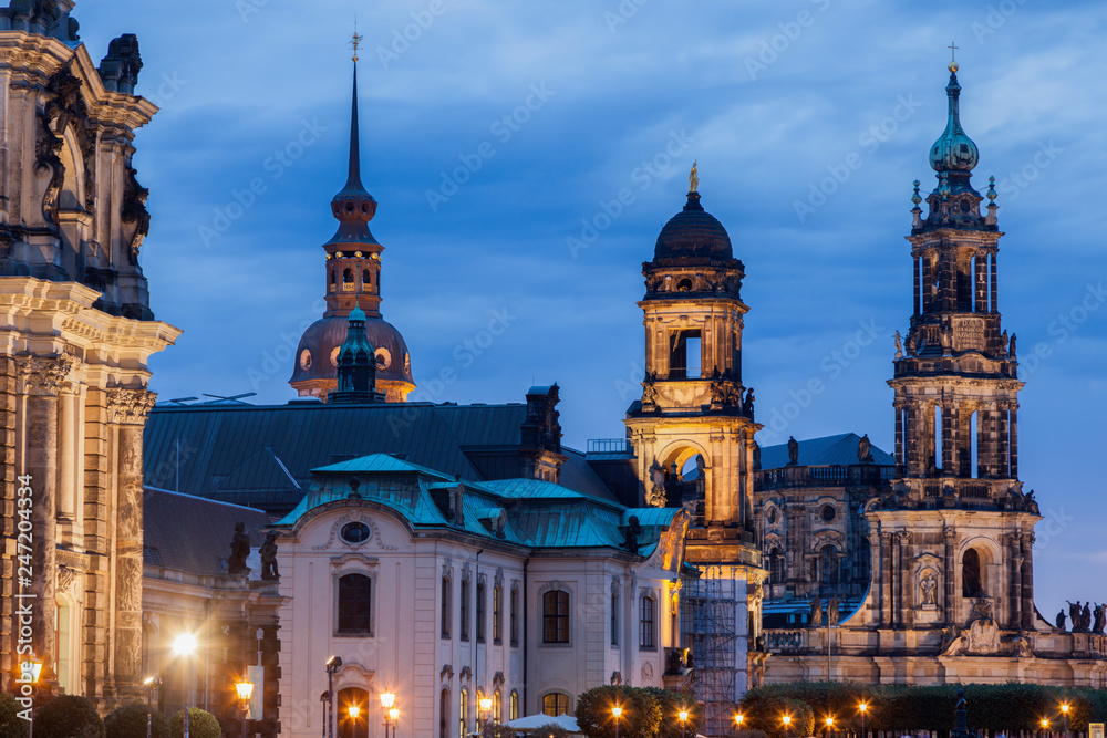 Panorama of Dresden at night