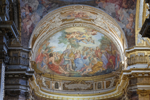 The fresco of The Miracle of Multiplication on the main apse of Basilica di Sant Andrea delle Fratte  Rome  Italy 