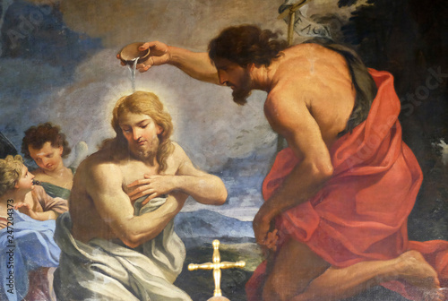 Fényképezés The Baptism of Christ in Chapel of St John the Baptist, Basilica di Sant Andrea