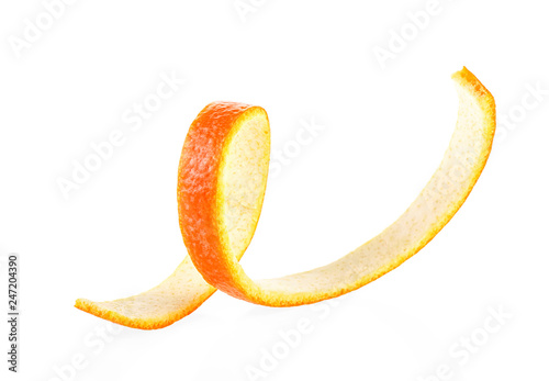 Juicy and fresh orange peel isolated on white background