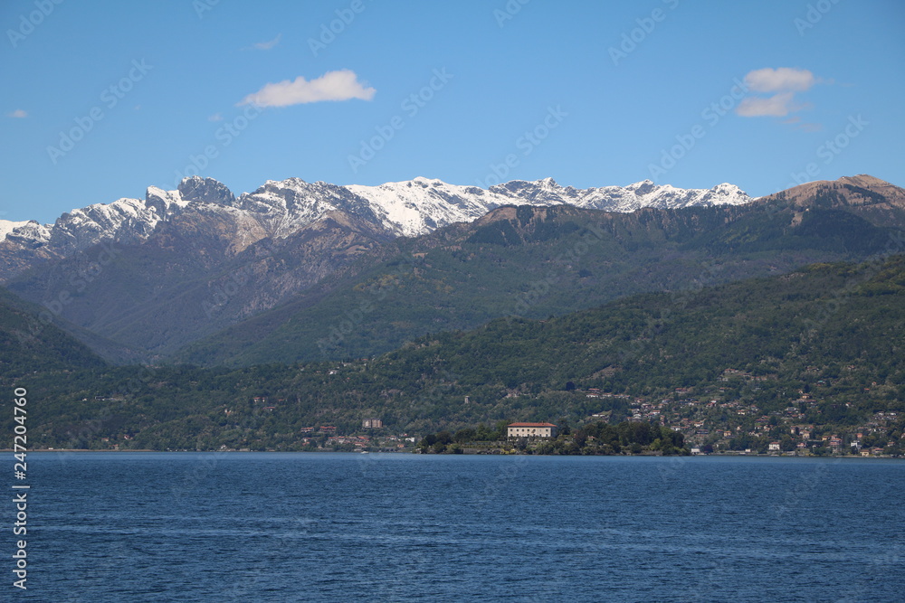 View from Stresa to Isola Madre and Lake Maggiore, Piedmont Italy