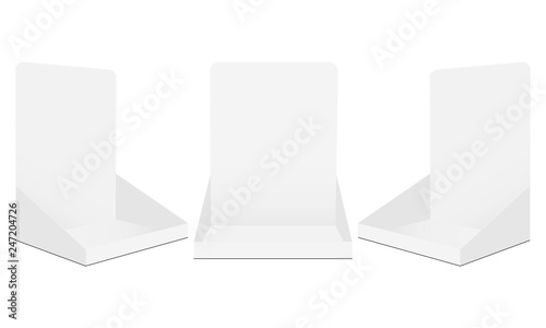 Set of cardboard display boxes mockups isolated on white background. Vector illustration