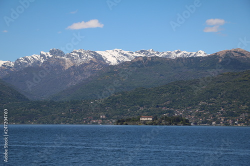 View from Stresa to Isola Madre and Lake Maggiore, Piedmont Italy