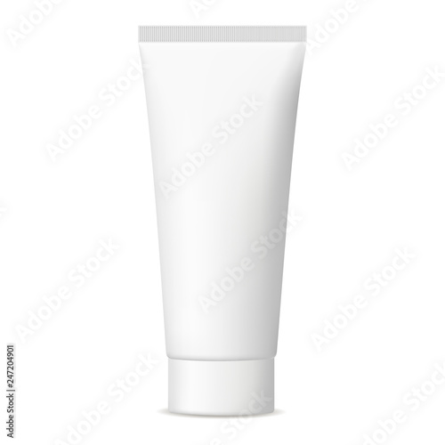 Blank cosmetic tube mock up isolated on white background. Vector illustration