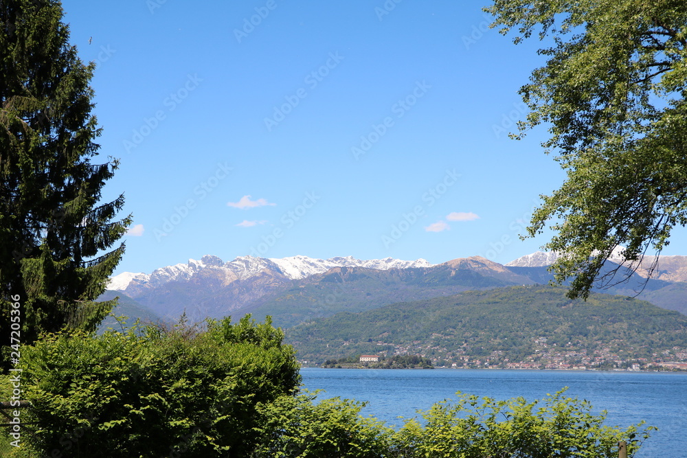 Holidays at Lake Maggiore view to the Borromean Islands, Piedmont Italy