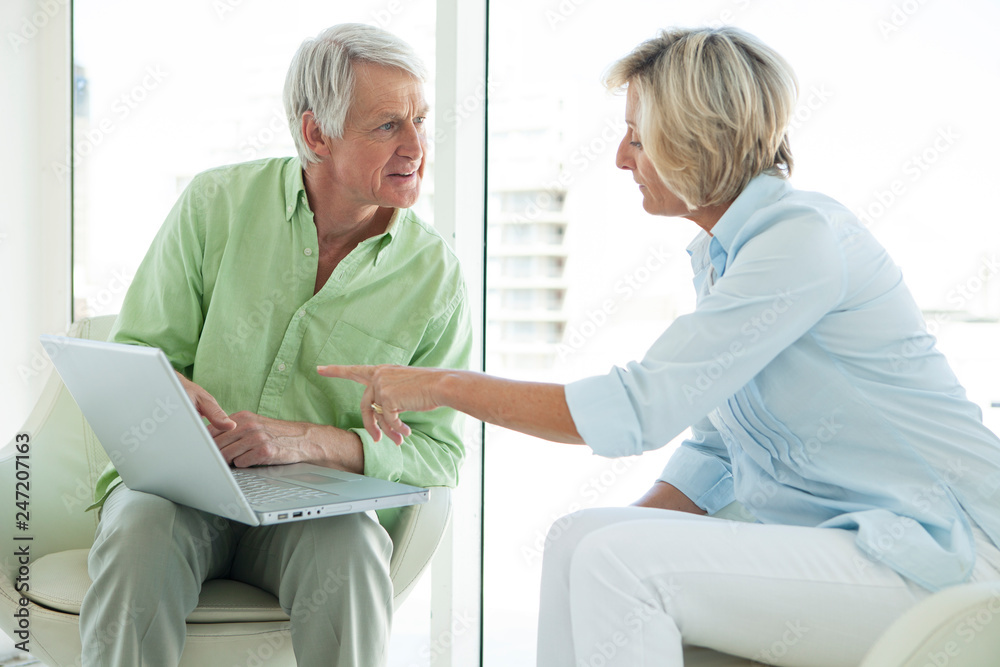 custom made wallpaper toronto digitalSenior active couple using laptop together at home