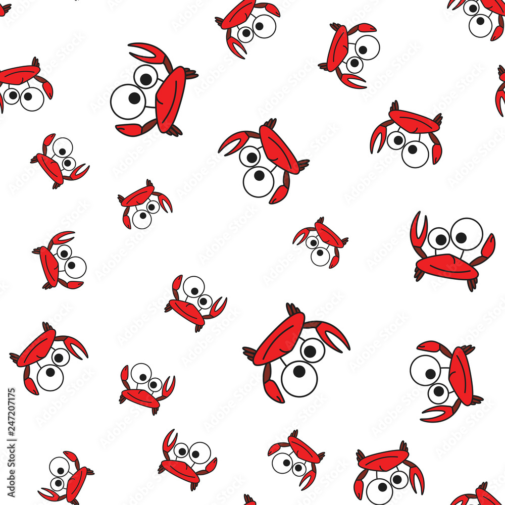 Obraz premium Crab seamless pattern in cartoon style