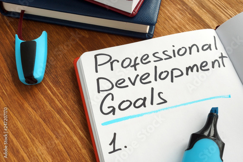 Professional development goals list in a note. photo