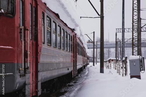 Картината върху платно the snowbound train is on spare track