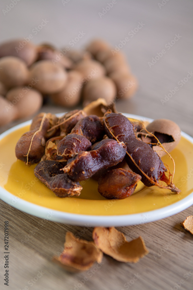 Fruits of tropcal Africal tree tamarind, used in cooking, traditional medicine and metal polish
