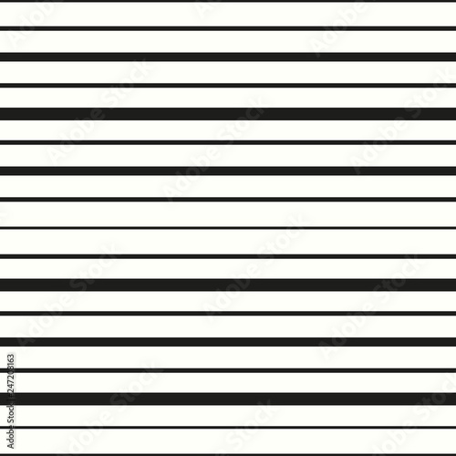 Simple stripe seamless pattern with black and white horizontal parallel stripes.Vector background.