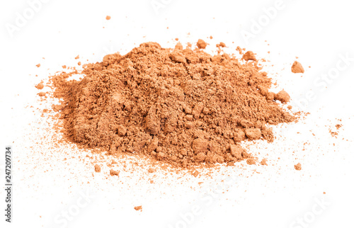 pile of cocoa powder isolated on white