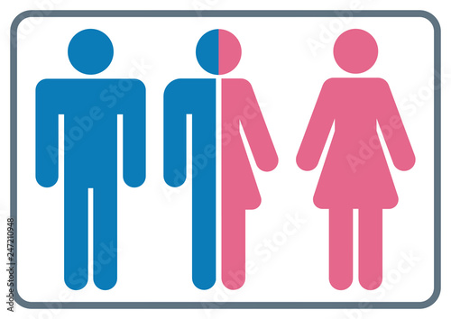 gz316 GrafikZeichnung - nmss41 NewModernSanitarySign nmss - english - lesbian, gay, bisexual and transgender sign (LGBT) - simple template / close-up - blue / pink - DIN A3, A4 xxl - g7165