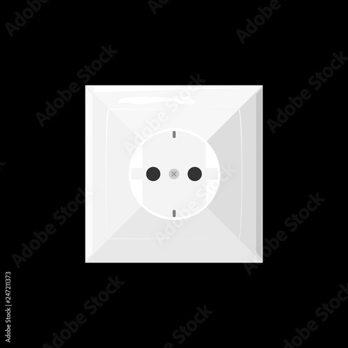 European Power Socket Plug Flat Icon Isolated on Black Background. Power socket vector illustration in Flat style for graphic and web design.
