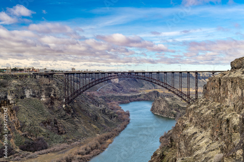 Morning clouds over the Prine Bridge near Twin Falls Idaho above the snake river