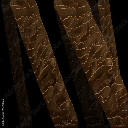 Anatomical structure of the hair under the microscope close-up. Vector illustration. Hair under the skin.