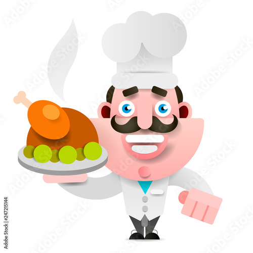Chef With Roast Duck On A Tray, Bon Appetit. Logo