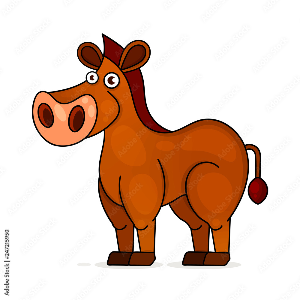 Obraz premium Horse in cartoon style vector on white background