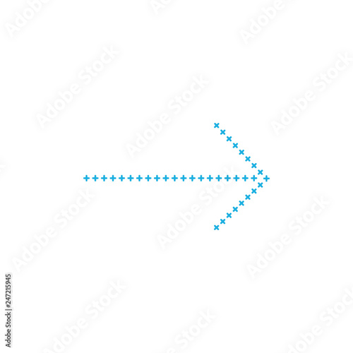 target arrow made out of crosses. aim arrow object. Vector illustration isolated on white background.